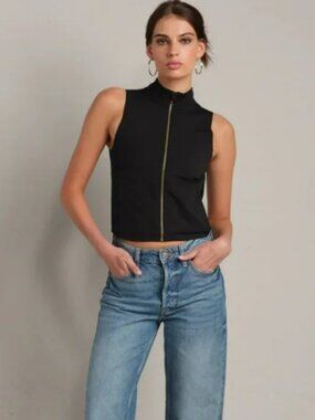 Rhone Revive Rib Zip Tank Black Size XS